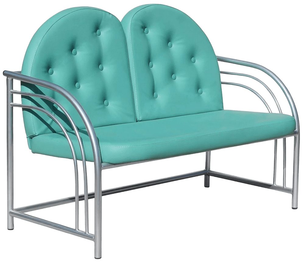 Купить диван для ожидания с пуговицами Д03, со спинкой, 2-х местный - цвет Dollaro Seagreen с доставкой по России